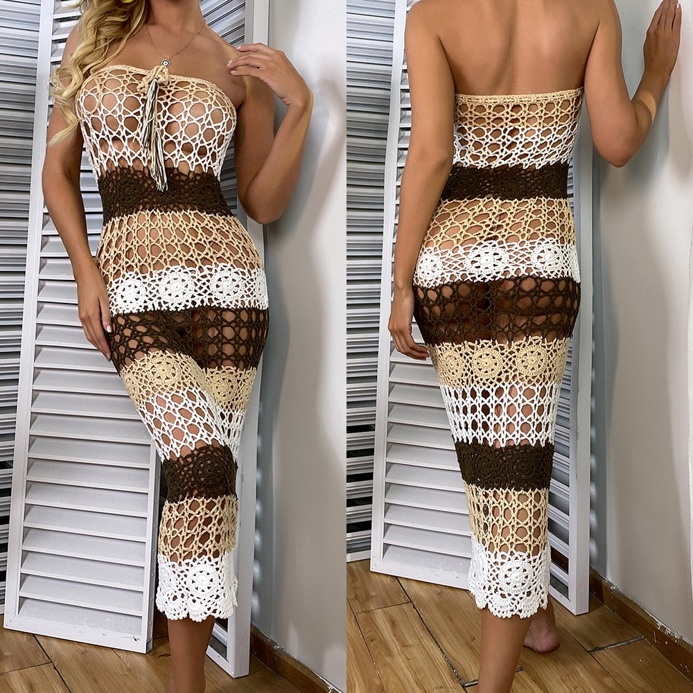 Bohemian Lace Crochet Stitching Dress