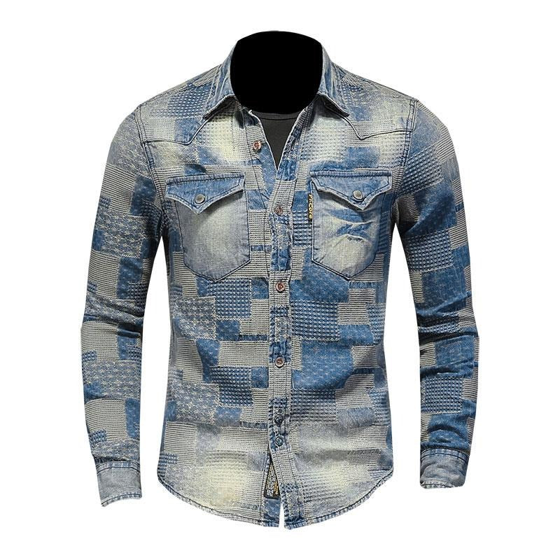Patch Men Denim Shirt