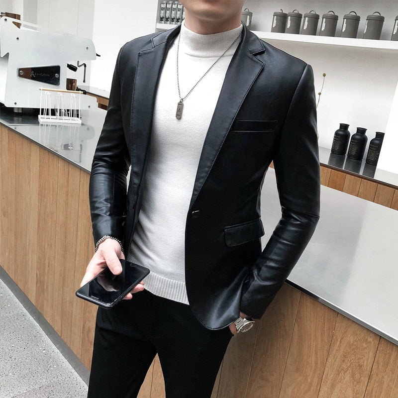 Slim fit Casual leather jacket
