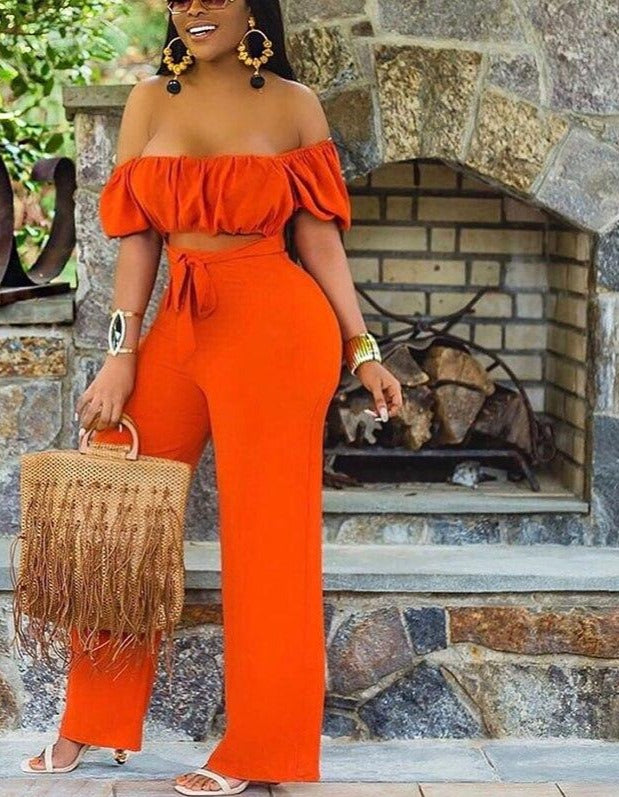 Off Shoulder Cut Out Jumpsuit