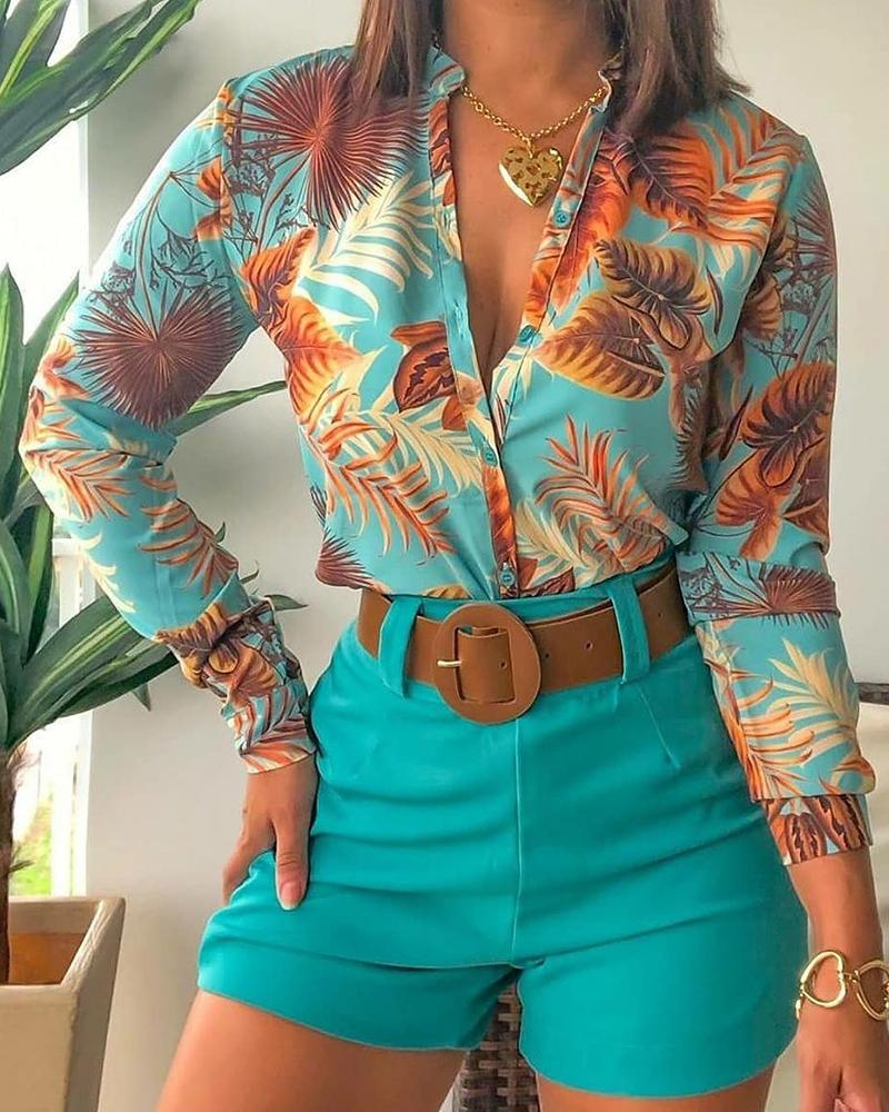 Elegant Floral Blouse V-Neck