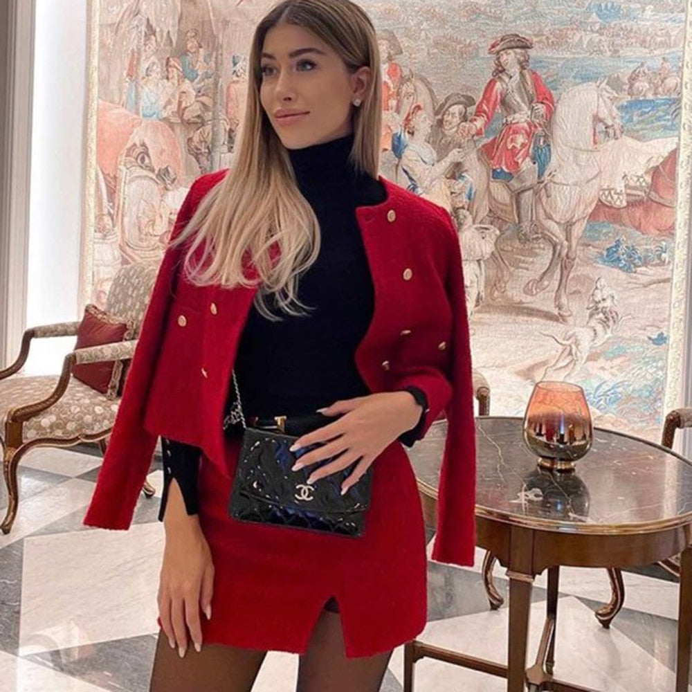 Hight Waist skirt two-piece set suit