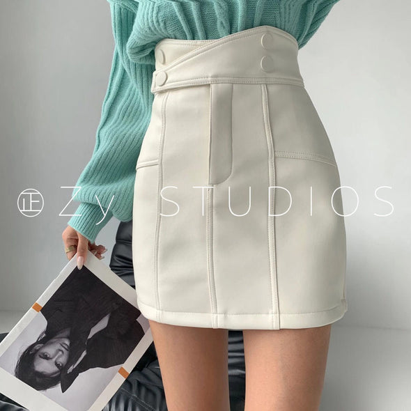 Autumn PU leather skirt