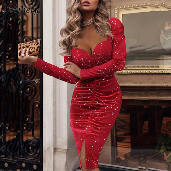 Solid Color Party Dress