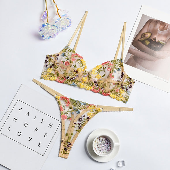 2-Piece Embroidered Lace Bra Set