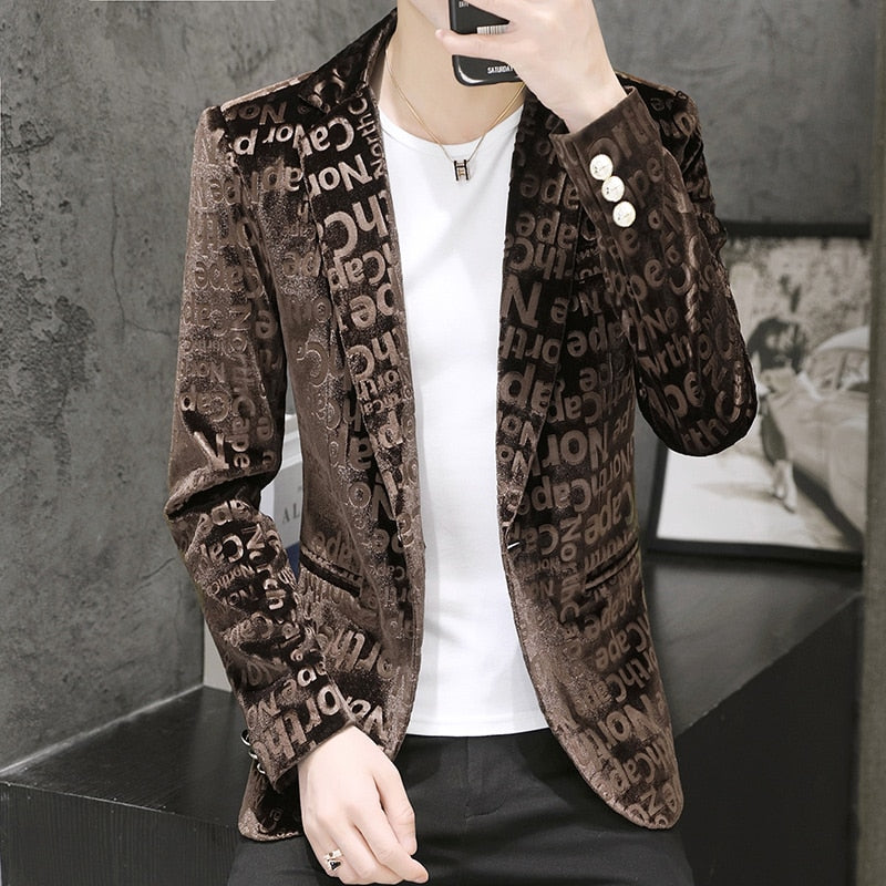 Letter Velvet Blazer