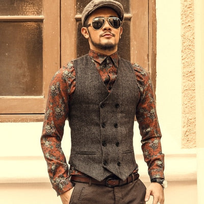 Double Breasted Men Vest