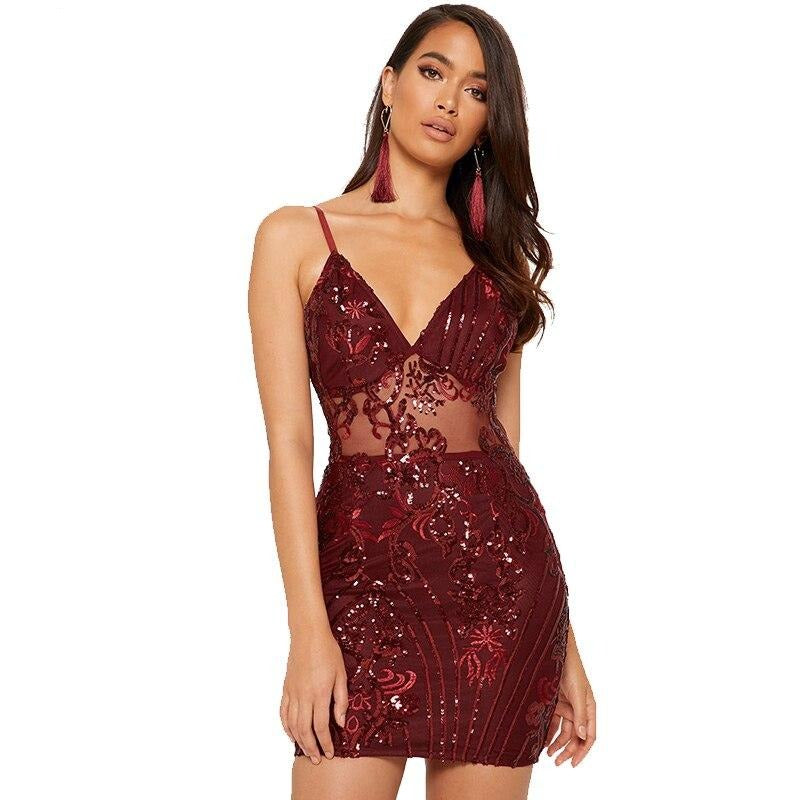 Sparkling V neck dress
