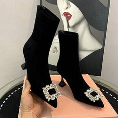 Rhinestone Design Booties shoes