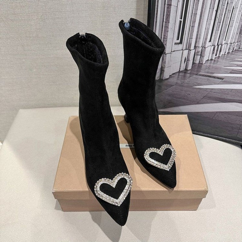 Rhinestone Design Booties shoes
