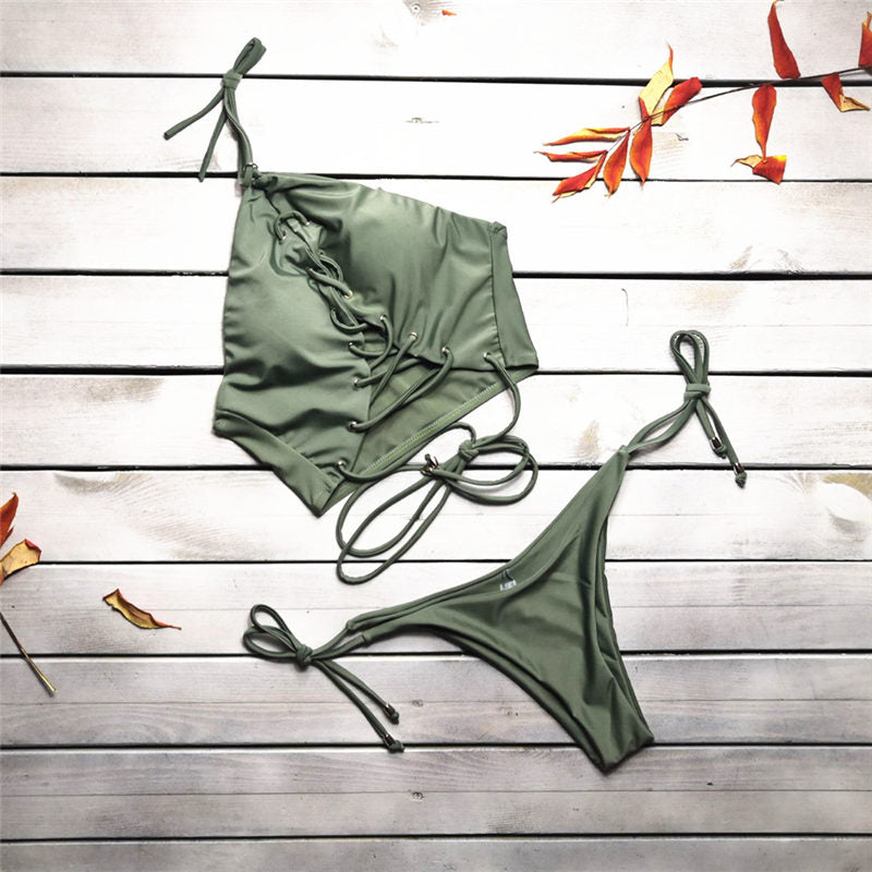 Lace-Up Bikini Swimwear