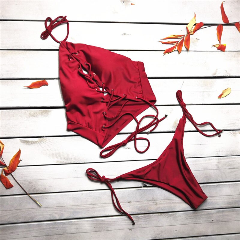 Lace-Up Bikini Swimwear