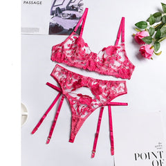 Floral Lingerie 3-Piece Set