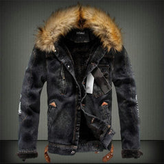 Men Ripped Denim  Coat