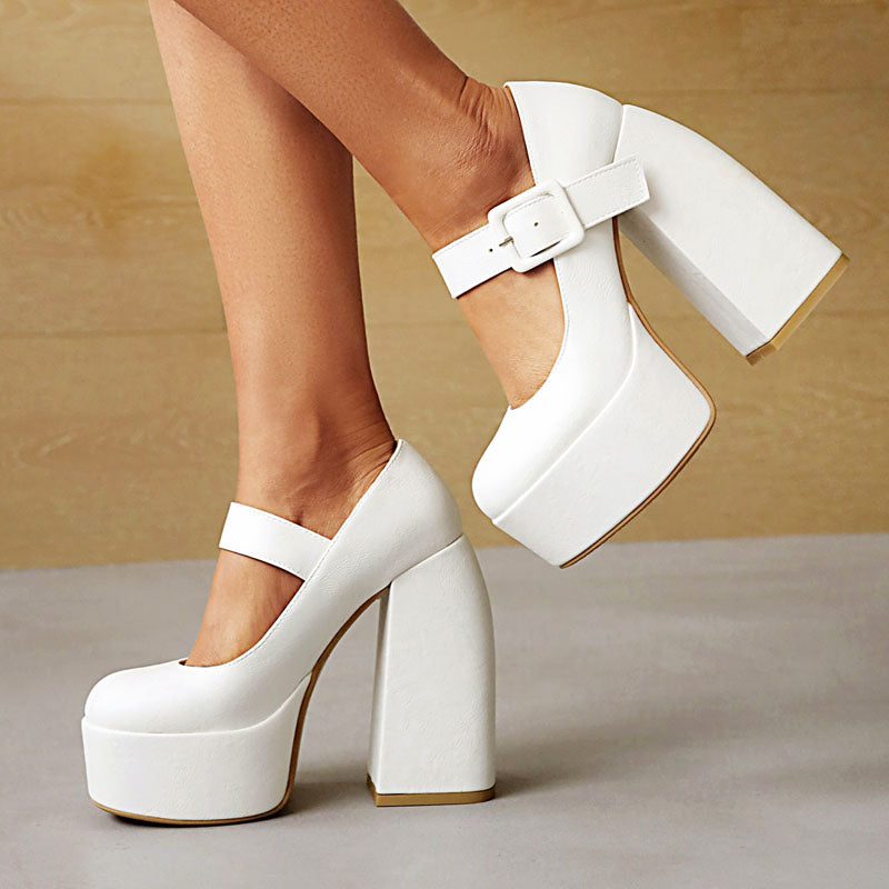 Thick High Heels Platforms Shoes