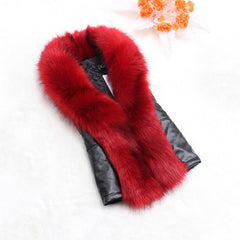 Faux Leather Fox Fur Jacket