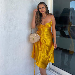 Satin Side Split Dress