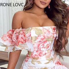 Floral Print Off Shoulder Dress