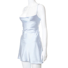 Spaghetti Straps Mini Satin Dress
