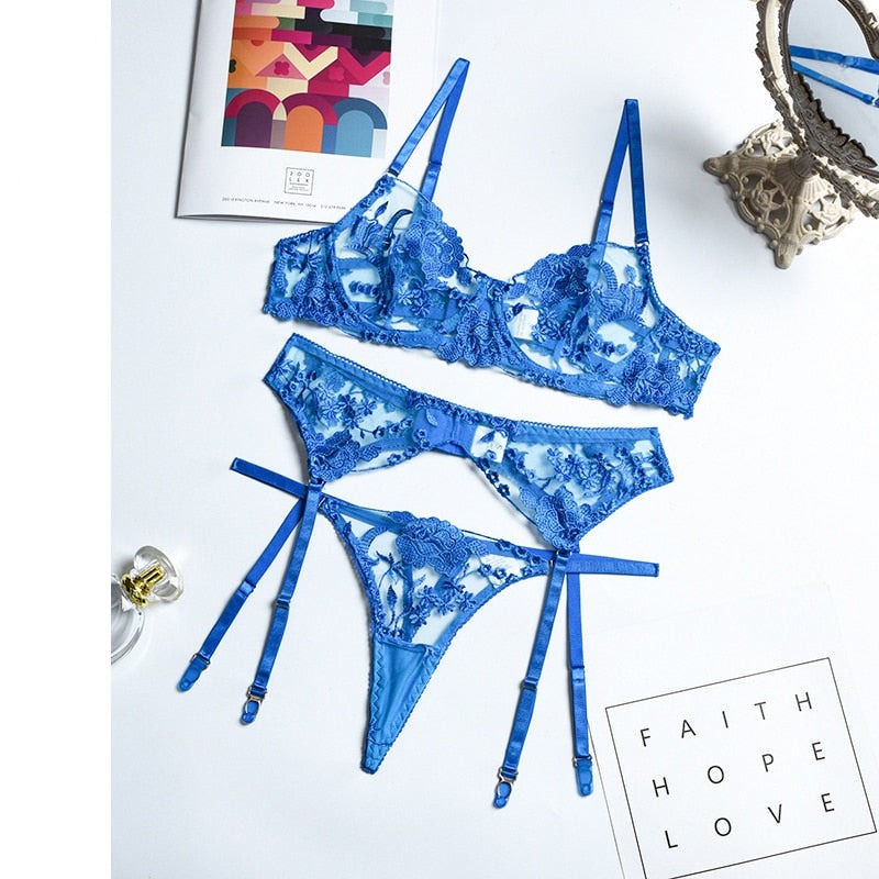 Floral Lingerie 3-Piece Set