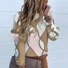 Elegant Women Metal Button Blouse