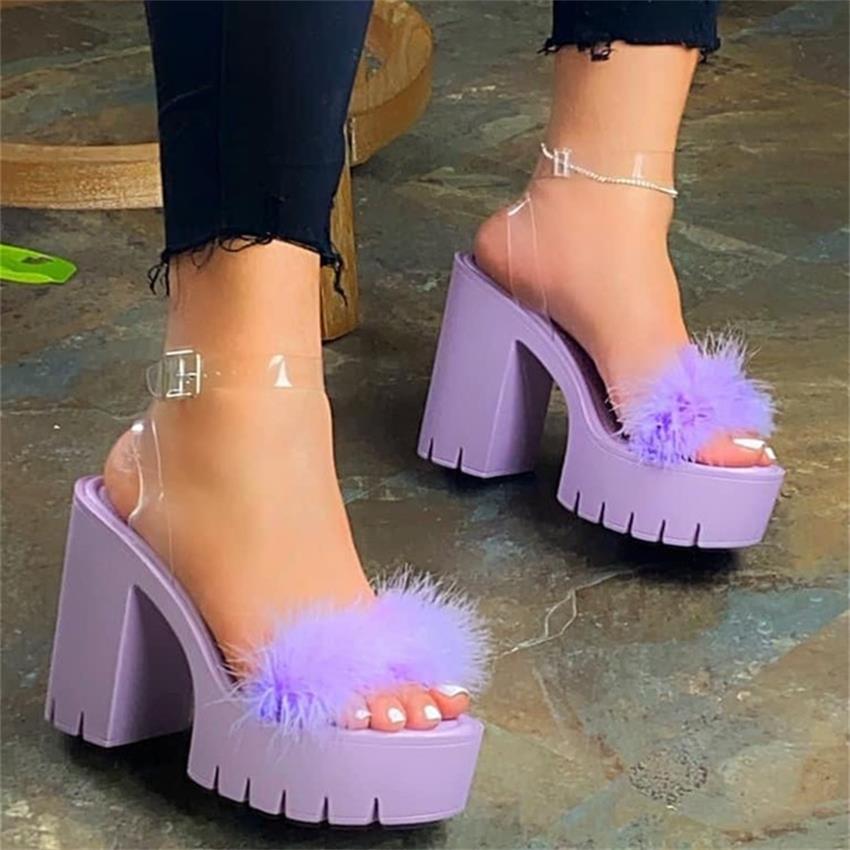 Buckle Strap Furry Shoe