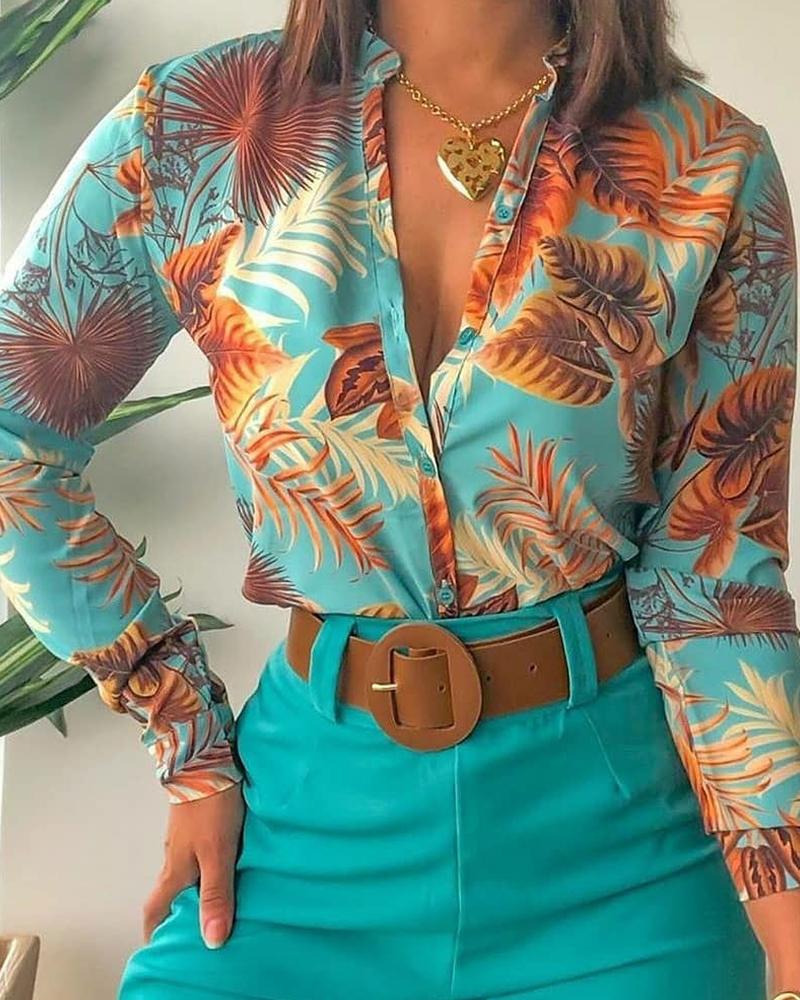 Elegant Floral Blouse V-Neck