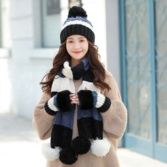 Woolen Hat Scarf Gloves Set