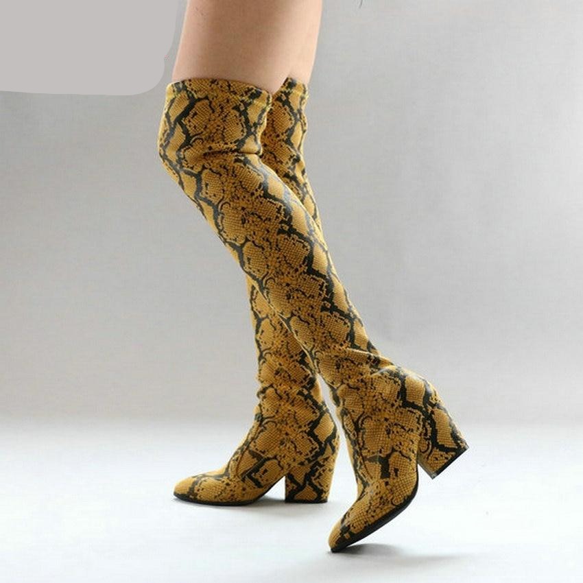 Serpentine PU Leather Boots