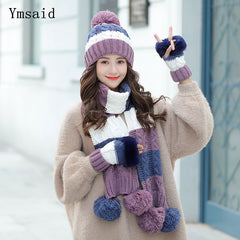 Woolen Hat Scarf Gloves Set