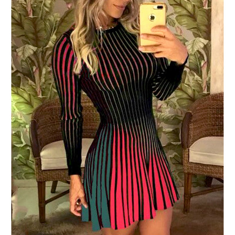 Striped Print Mini Dress