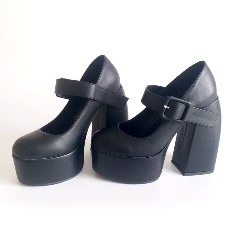 Thick High Heels Platforms Shoes