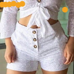 Button-down Blouse & Shorts Set