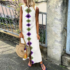 Boho Geometric Printed Maxi Dress