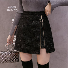 Line zipper mini skirt