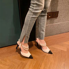 Luxury Pearls Chains Shoes