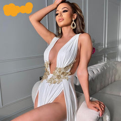 Floral Appliques Party Night Dress