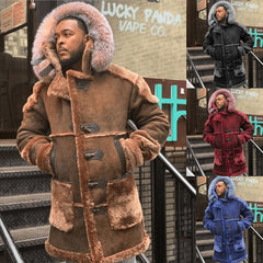 Casual Suede Fur Collar Winter Coat