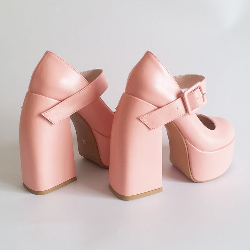Thick High Heels Platforms Shoes