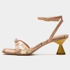 Square-toe Buckle Strap Shoes