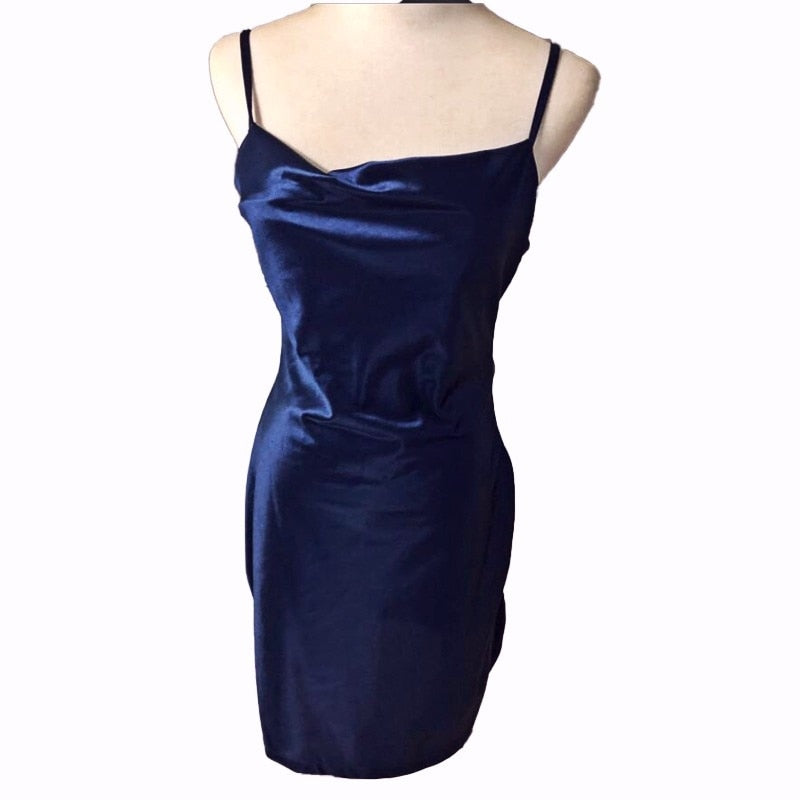Elegant Satin Sleeveless Dress