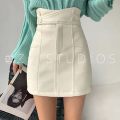 Autumn PU leather skirt