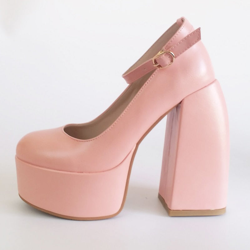 Thick High Heels Platforms Shoes