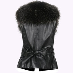 Faux Leather Fox Fur Jacket
