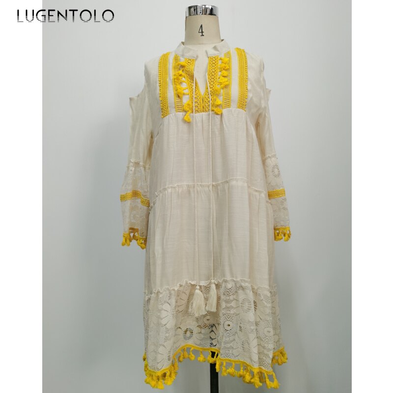 Sexy V-neck Loose Tassel Dress