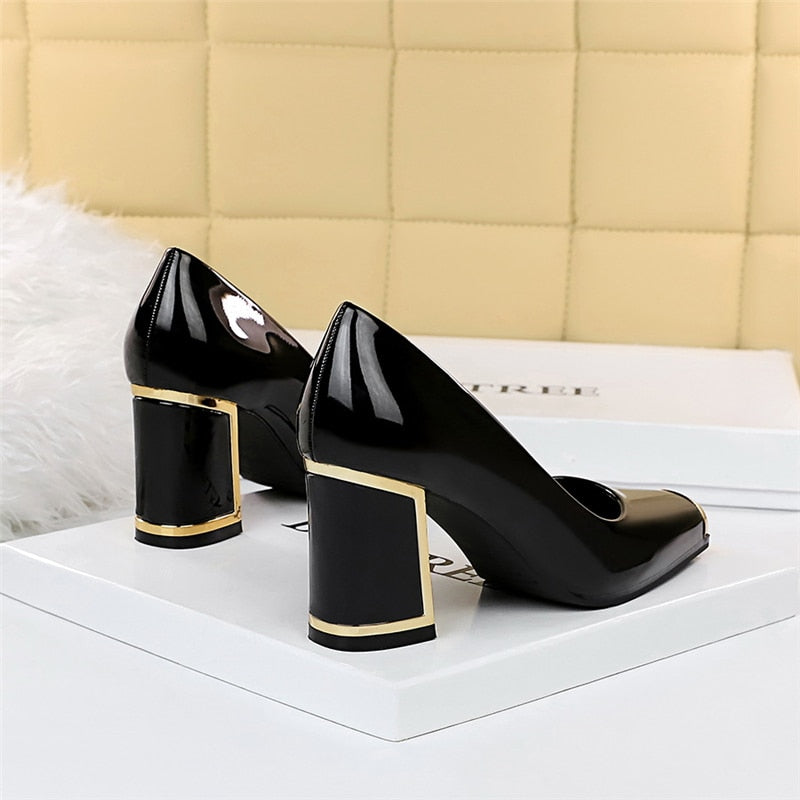 7cm Square High Heels