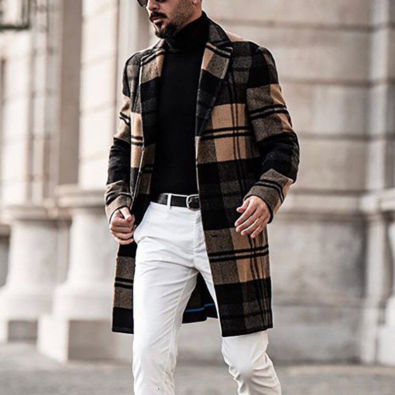 Check Woolen Coat