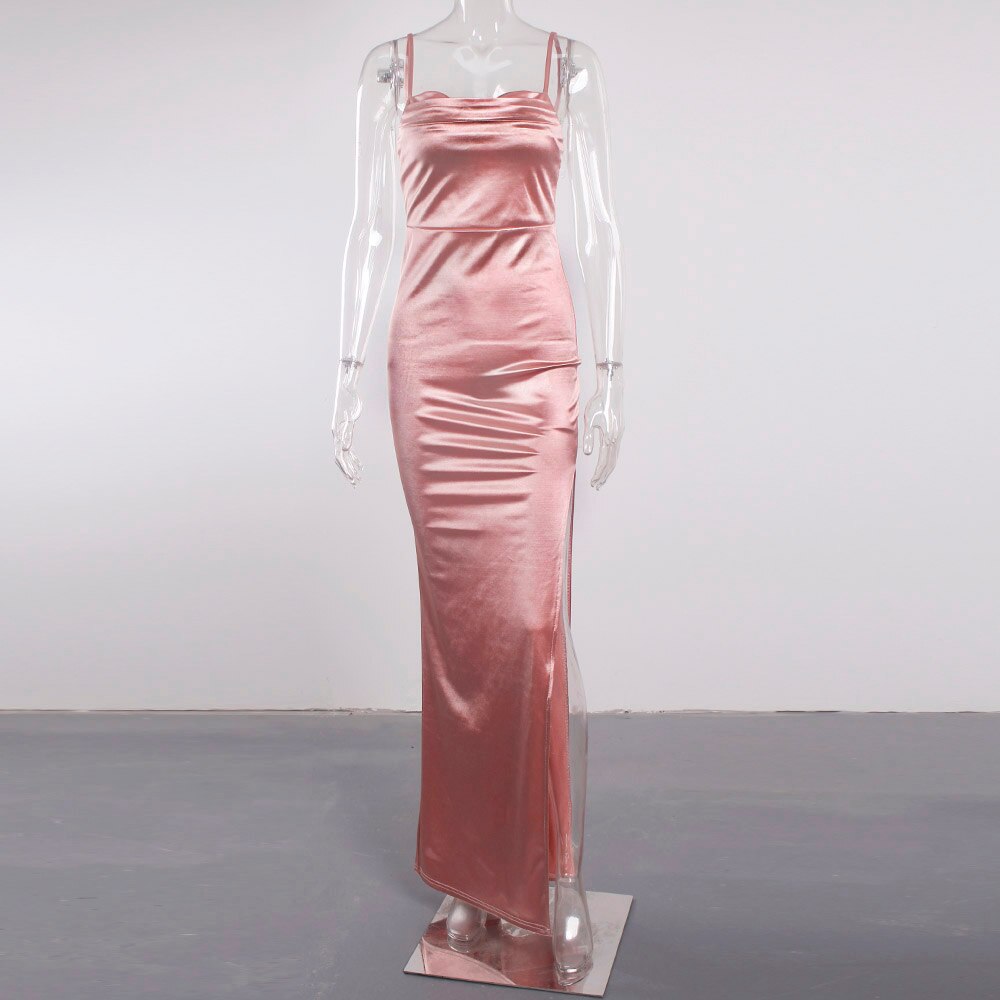 Neckline Stretch Satin Summer Dress