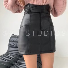 Autumn PU leather skirt