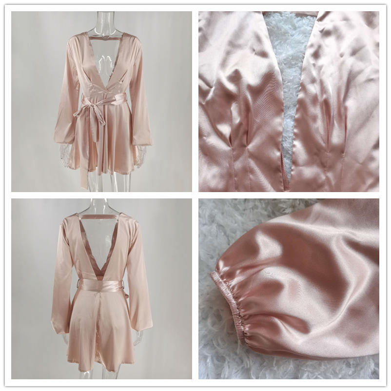 Long Sleeve Satin Dress